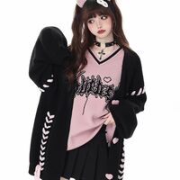 Preppy Heart Bandage V Neck Sweater  - Thumbnail 4