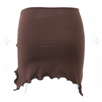 Brown Y2k Irregular Drawstring Low Waist Mini Skirt  - Thumbnail 7