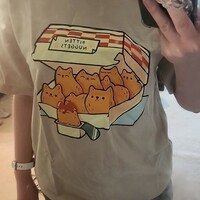 Kitten Nugget Print Short Sleeve T-shirt  - Thumbnail 6