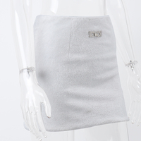 White Fluffy Metal Pendant Mini Skirt  - Thumbnail 7