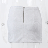 White Fluffy Metal Pendant Mini Skirt  - Thumbnail 8
