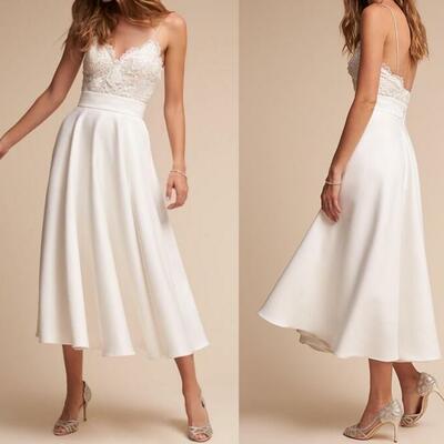 2023 simple a line spaghetti straps sexy backless bridal cheap summer wedding gowns,1606 - Thumbnail 1