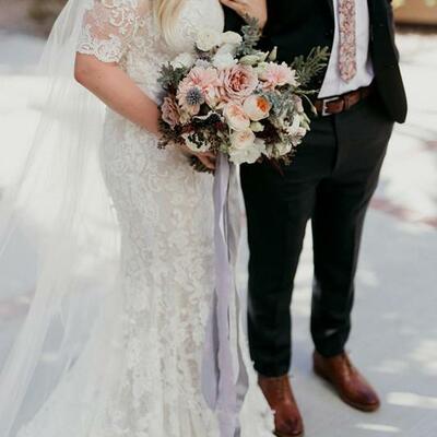 New mermaid lace modest wedding dresses with half sleeves jewel neck buttons back women country western bridal gowns custom made,1608 - Thumbnail 2