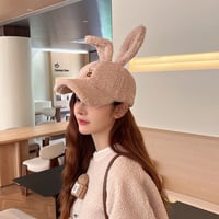 Cute Foldable Bunny Ears Fleece Hats - Thumbnail 1