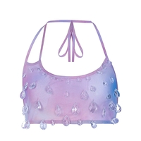 Droplet Crystal Transparent Halter Top - Thumbnail 4