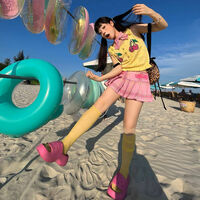 Pink Pleated Low Waist Mini Skirt - Thumbnail 8