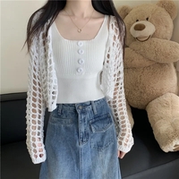 2PCS Green Button Top + Crochet Smock - Thumbnail 2