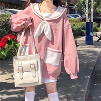 Sailor Bear Cartoon Oversized Collar Sweatshirt  - Thumbnail 4