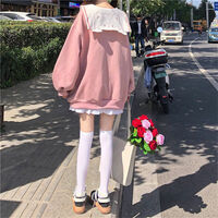 Sailor Bear Cartoon Oversized Collar Sweatshirt  - Thumbnail 5