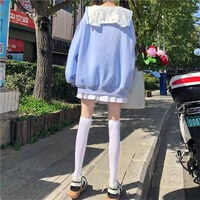 Sailor Bear Cartoon Oversized Collar Sweatshirt  - Thumbnail 7