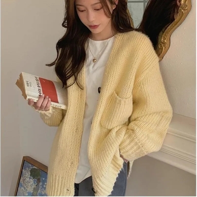 Yellow Loose Cardigan 