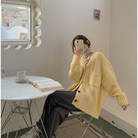 Yellow Loose Cardigan  - Thumbnail 3