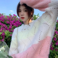 Pink Ombre Hollow Out Sweater  - Thumbnail 2