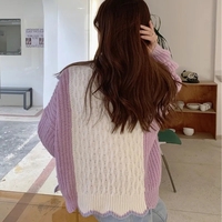 Purple & White Patchwork Knit Cardigan  - Thumbnail 6