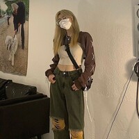 Brown Lace Up Crop Top - Thumbnail 5