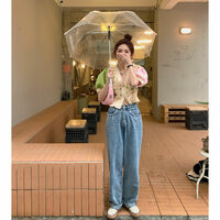 Pastel Flower Patchwork Knit Puff Sleeve Blouse - Thumbnail 8