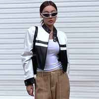 BLACK & WHITE BIKER JACKET - Thumbnail 2