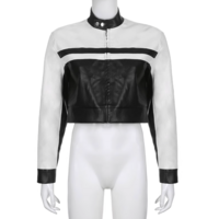 BLACK & WHITE BIKER JACKET - Thumbnail 3