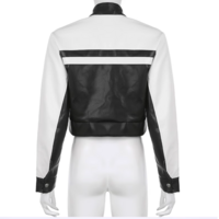 BLACK & WHITE BIKER JACKET - Thumbnail 4