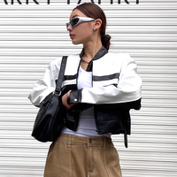 BLACK & WHITE BIKER JACKET - Thumbnail 1
