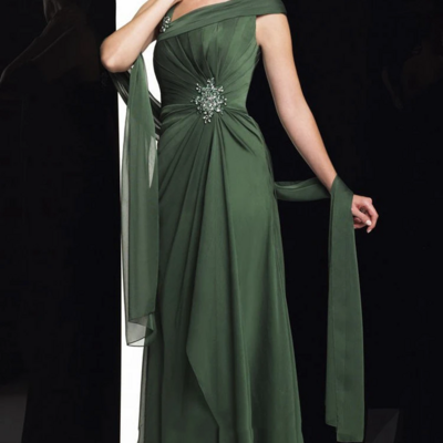 Sage green pleat chiffon mother of bride/groom dresses with diamond decoration summer wedding evening party gown for women