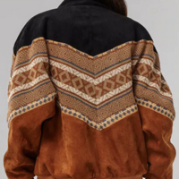 BOHO TRIBAL FLEECE JACKET IN BROWN - Thumbnail 3