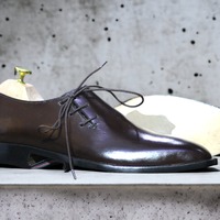 Dark Brown Color Pure Handmade Leather Side Lace Up Style Men's Formal Designer Shoes - Thumbnail 2