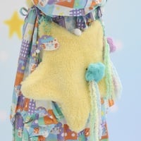 Y2K Pink Blue Yellow Star Fluff Plush 3D Bag - Thumbnail 1