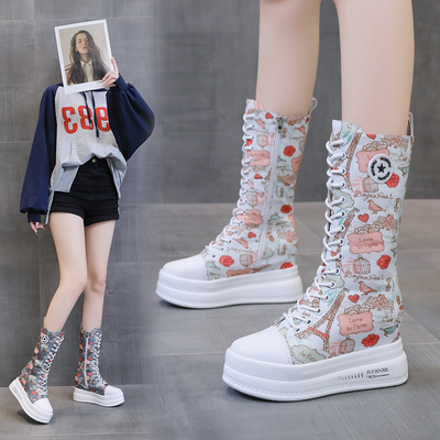 New graffiti high top canvas shoes