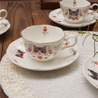 New cute cat tea cup set