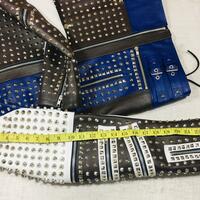 Handmade Black White and Blue Studded Biker Leather Jacket Multi Color Design - Thumbnail 5