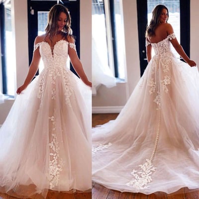 Off shoulder wedding dresses bridal gown with appliques off shoulder - Thumbnail 1