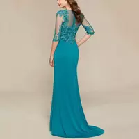  Half Sleeves Mother Of The Bride Dress Lace A-Line Party Formal Weddings Groom Godmother Dresses With Beaded Plus Size - Thumbnail 1