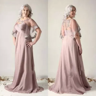 Sparkly lace chiffon plus size mother of the bride /groom dress half sleeve long formal evening gowns wedding custom