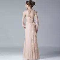  Modern Mother of the Bride/Groom Dresses Square Neck Full Sleeve Lace Appliques Evening Party Dress for Mother of Groom - Thumbnail 1