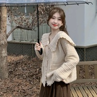 Preppy Turn Down Collar Sweater  - Thumbnail 2