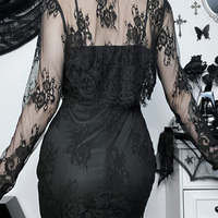 2PCS Lace Trim Bodycon Dress + Cardigan  - Thumbnail 6