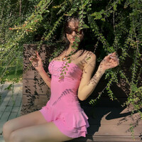 Pink Coquette Tiered Strapless Mini Dress  - Thumbnail 4