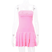 Pink Coquette Tiered Strapless Mini Dress  - Thumbnail 6