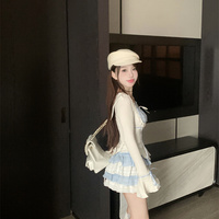 2PCS Blue Japanese Blouse + Vintage Mini Skirt  - Thumbnail 7