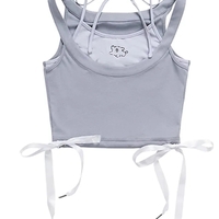 2PCS Dog Print Bow Tie Halter Top  - Thumbnail 1