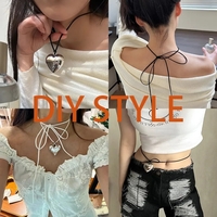 Black Velvet Big Heart Pendant Choker Necklace  - Thumbnail 6