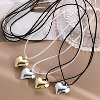 Black Velvet Big Heart Pendant Choker Necklace  - Thumbnail 5