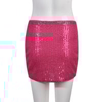 Pink Sequin Lace Up Mini Skirt  - Thumbnail 8
