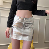 Silver Metalic Pocket Mini Skirt  - Thumbnail 4