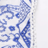 Blue Flower Embroidery Pleated Mini Skirt  - Thumbnail 4