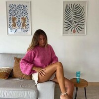 Pink Knit Backless Lace Up Sweater  - Thumbnail 6