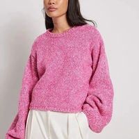 Pink Knit Backless Lace Up Sweater  - Thumbnail 7