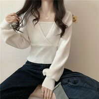 White Knit Crop Sweater  - Thumbnail 2