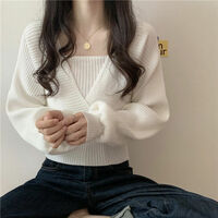 White Knit Crop Sweater  - Thumbnail 1